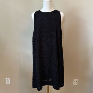 LOFT Black Lace Embroidered Shift Dress Size 8